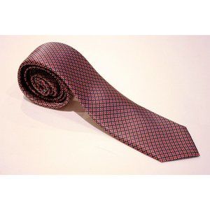 STRELLSON 100% Silk SUIT TIE Blue RED Circles PRINT Made in Italy